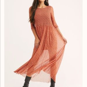 Free People Floral Rust Sheer Maxi Dress